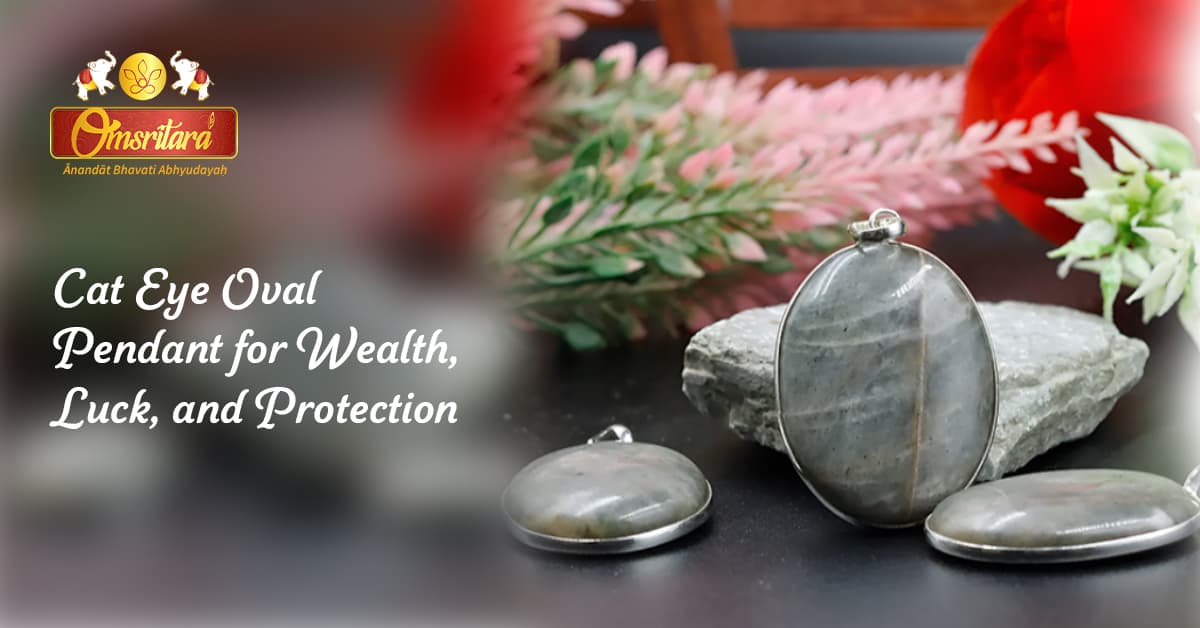 Cat Oval Pendant for Wealth, Luck & Protection